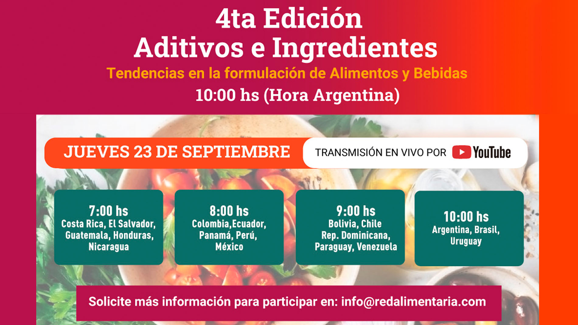 #TecnoFidtaConecta, Red Alimentaria 4ta. Jornada de Aditivos e ingredientes