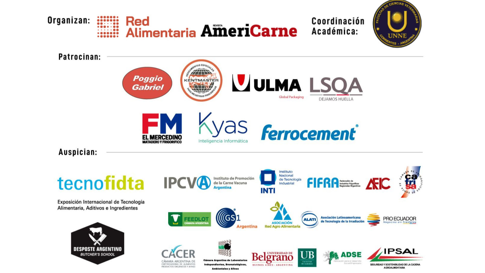 #TecnoFidtaConecta, Red Alimentaria Jornada de Ciencia y Tecnología aplicada en Carne Bovina. Organizadores y Auspiciantes