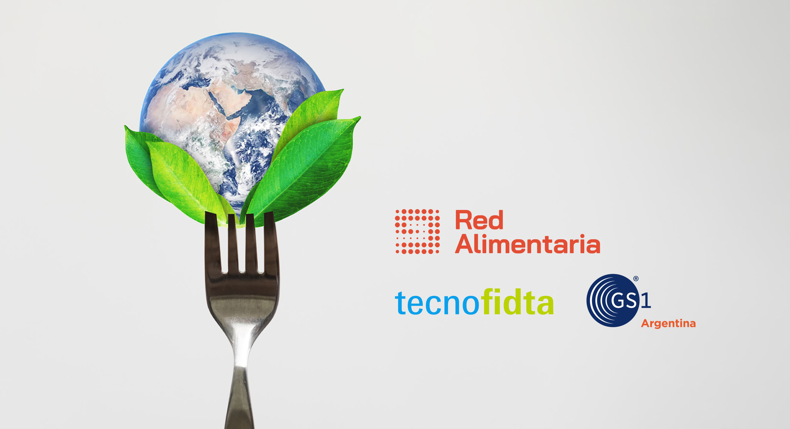 Green food, environmental concept. Hand holding fork with leaves and globe. Element of this image are furnished by NASA